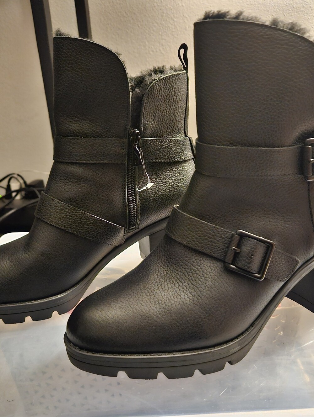 Naturalizers Women's Black Faux-Leather Buckle Ankle Boots